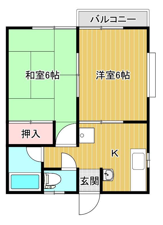 サングリーン小針(2K/2階)の間取り写真