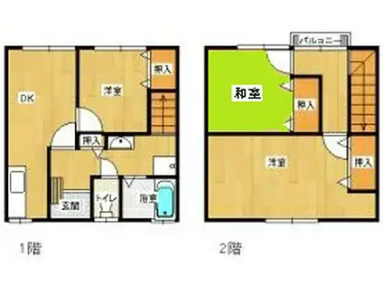 吉野屋アパート(3LDK/2階)の間取り写真