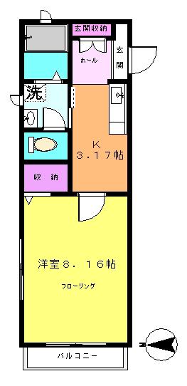 セレタージュ(1K/3階)の間取り写真