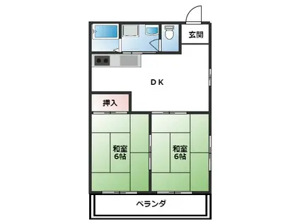 ユウキャッスル(2DK/3階)の間取り写真
