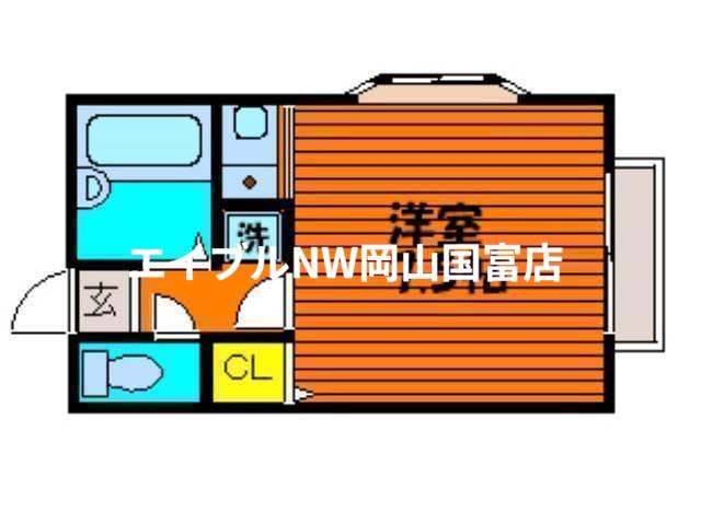 奥山コーポ(ワンルーム/2階)の間取り写真