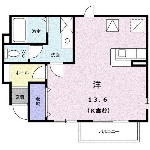 アルカンシェル庄内II(ワンルーム/1階)の間取り写真