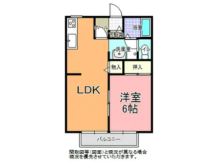 エスポワールウルノ B棟(1LDK/1階)の間取り写真