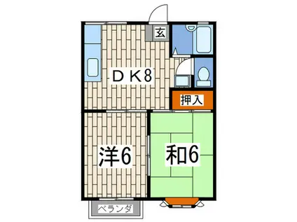 サンハイツ湘南B(2DK/2階)の間取り写真