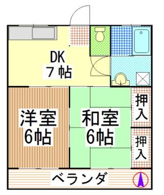 祝吉コーポレーション(2DK/2階)の間取り写真