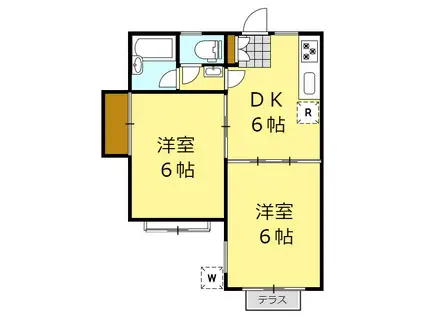 TKハイム錦町(2DK/1階)の間取り写真