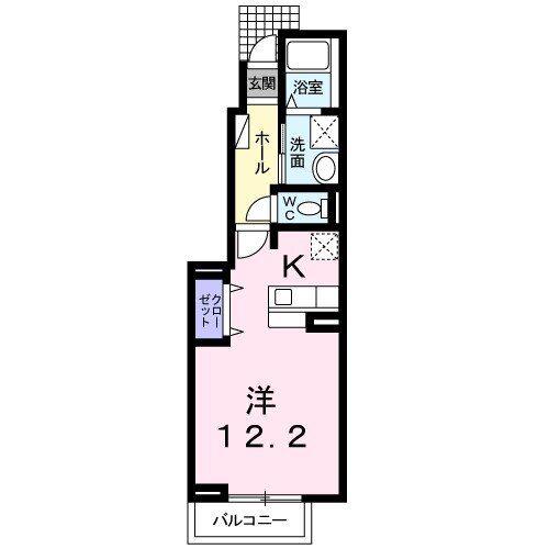 サイスフィールド II(ワンルーム/1階)の間取り写真