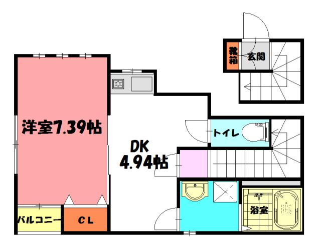 REVE西明石(1DK/2階)の間取り写真
