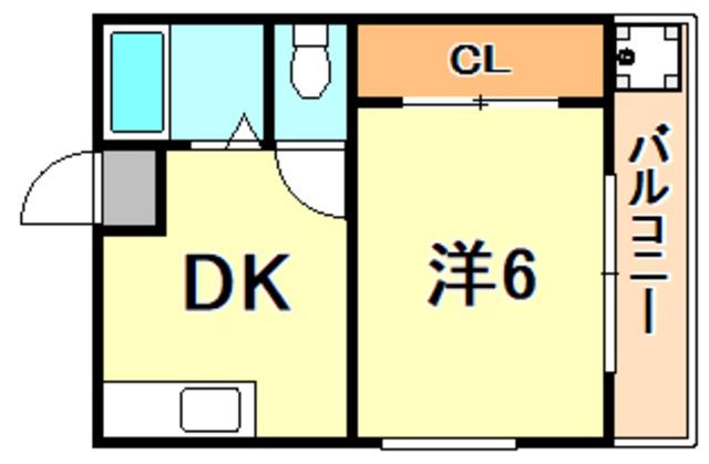 クレーン奥山(1DK/3階)の間取り写真