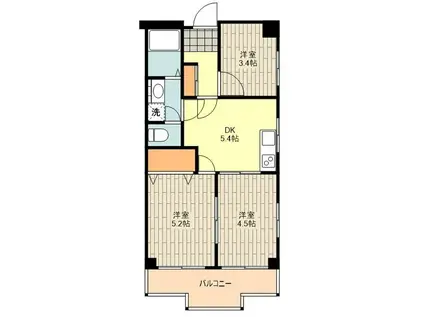 ルミエール・シモダ(3DK/3階)の間取り写真