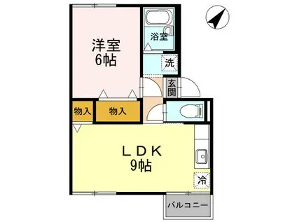 シャルムマスダI A棟(1LDK/1階)の間取り写真