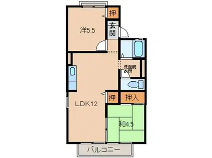 プリシェール関戸(2LDK/2階)の間取り写真