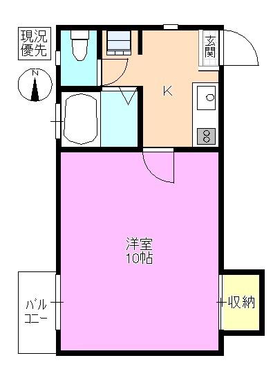 ハイツしらかば(1K/1階)の間取り写真