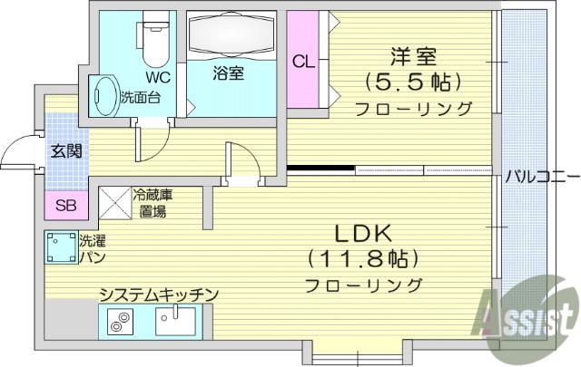 ヒューマンハイム平成(1LDK/2階)の間取り写真