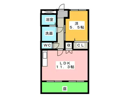 フィオーレ(1LDK/1階)の間取り写真
