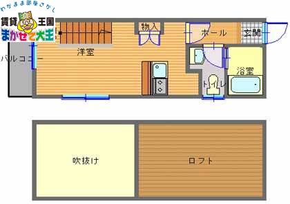 サザンクロス壱番館(ワンルーム/2階)の間取り写真