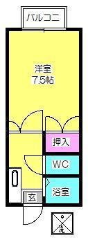 ファーストインビブレA(1K/2階)の間取り写真