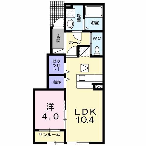 バールハイトC(1LDK/1階)の間取り写真