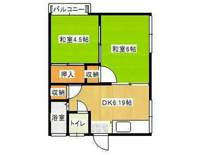 セキスイハイムアパート(2DK/2階)の間取り写真