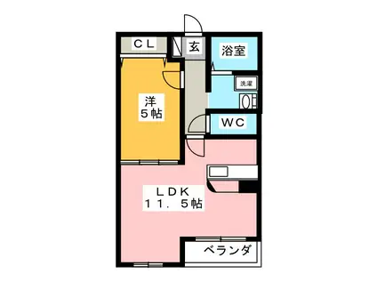 メゾンパラディ(1LDK/1階)の間取り写真