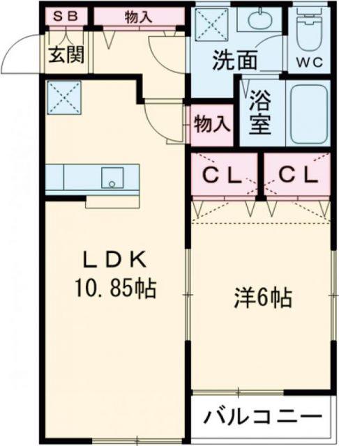 オリゾンG弐番館(1LDK/2階)の間取り写真