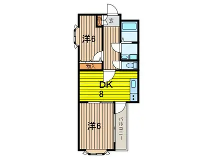 コーラルスターガーデン(2DK/1階)の間取り写真