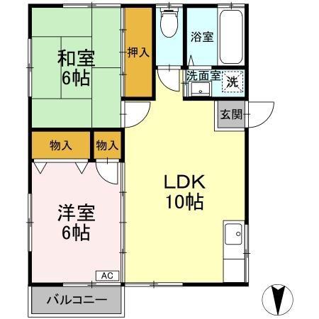 ローズハイツ(2LDK/2階)の間取り写真