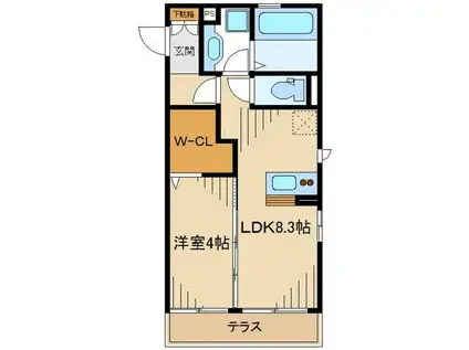 アムール(1LDK/1階)の間取り写真