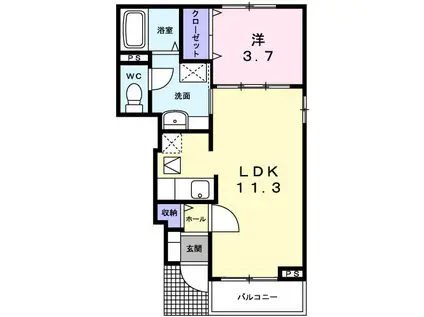 ヴィラグリチーネI(1LDK/1階)の間取り写真