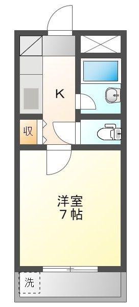 フィール1番館(1K/2階)の間取り写真