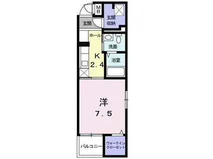 ルリアン追分町(1K/4階)の間取り写真