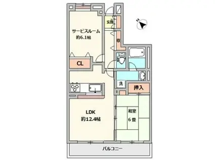 レーベンハイムグランツ武蔵浦和(1SLDK/2階)の間取り写真