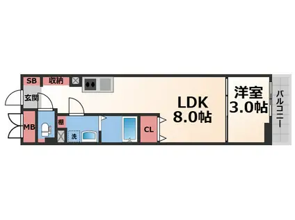 S-MOVE緑橋II(1LDK/1階)の間取り写真