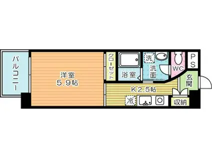 CASA・FLEUR(1K/3階)の間取り写真
