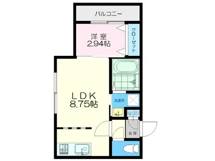 TWINBERRY KITAHIROSHIMA北広島市共栄町3丁目M(1LDK/4階)の間取り写真