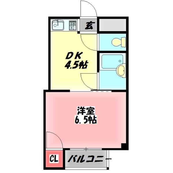 花パーク・エム(1DK/3階)の間取り写真