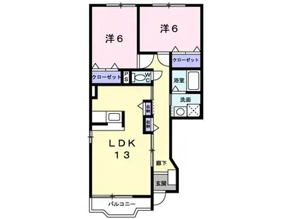 西小路ハイツIII(2LDK/1階)の間取り写真