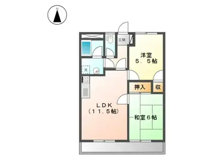 エスポワールJUN2番館(2LDK/1階)の間取り写真