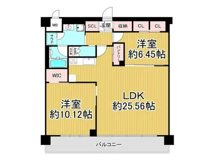 プレジオ宝塚ASIAN(2LDK/4階)の間取り写真