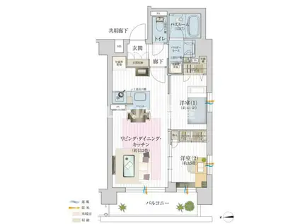プレサンスレイズ新梅田(2LDK/4階)の間取り写真