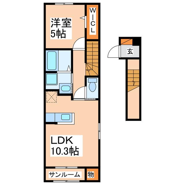 ジャルディーノ(1LDK/2階)の間取り写真