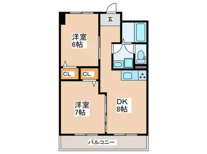 渡辺芦原ビルマンション(2DK/6階)の間取り写真