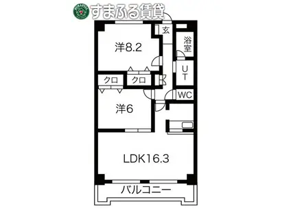 ロイヤルスクエア(2LDK/3階)の間取り写真