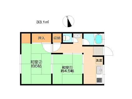 高砂ハイツ(2K/2階)の間取り写真