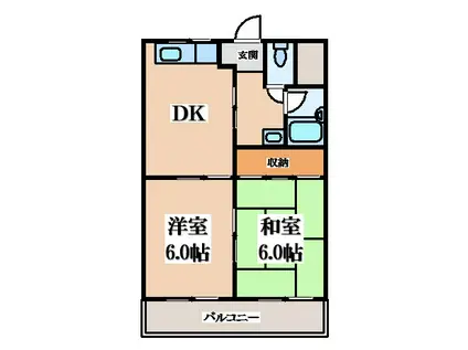 サンライフ若江本町(2DK/2階)の間取り写真