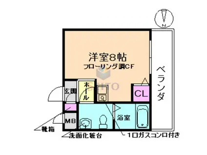 ハイツJUNNEW1号館(ワンルーム/2階)の間取り写真