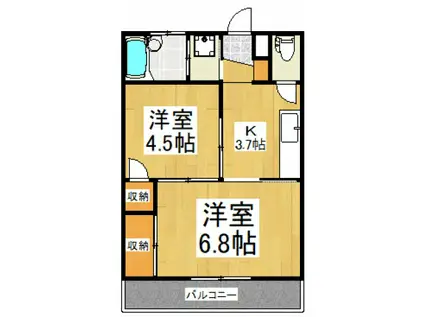 トキワビル(2K/2階)の間取り写真