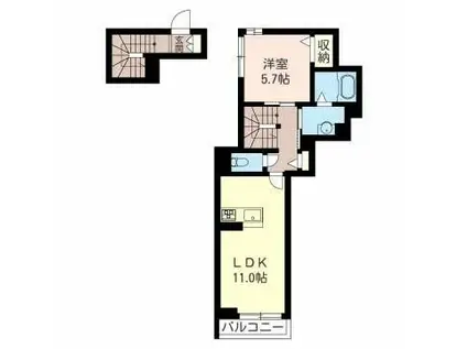 サンティエ(1LDK/2階)の間取り写真
