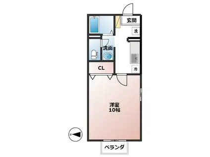 パークイースト・ウエスト(1K/2階)の間取り写真