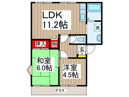 アーバンファイブB(2LDK/1階)の間取り写真